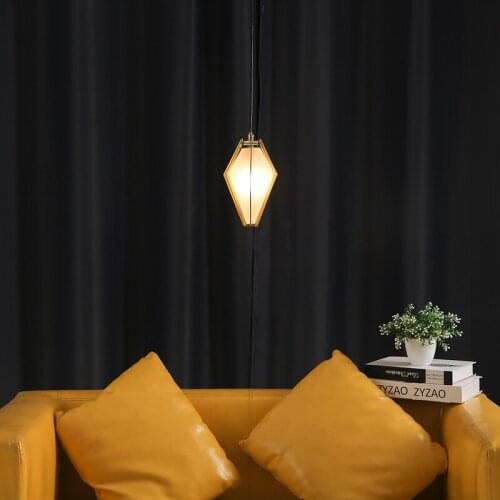 Creative Diamond Glass Pendant Lights Geometric Modeling Space Decor Hanging Light Gold Metal Bedroom Bedside Small Pendant Lamp