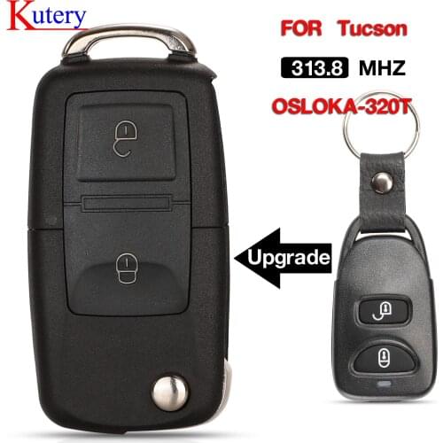 Kutery 2 Buttons Remote Car key Fob 313.8mhz For Hyundai Tucson 2000-2011 OSLOKA-320T