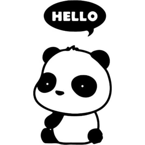 Cute Panda Hello Bubble Cartoon Pvc Car Decal Car Window Glass Sticker Cover Scratch Car Styling Sticker Black/white, 13cm*7cm
