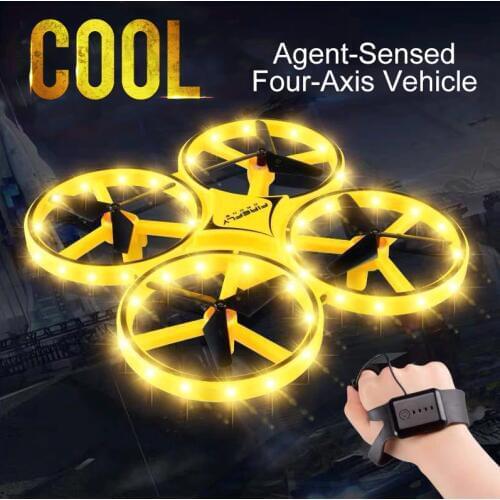 Mini Quadcopter Induction Drone Smart Watch Remote Sensing Gesture Rc Aircraft UFO Somatosensory Noctilucent Interaction Rc Toys