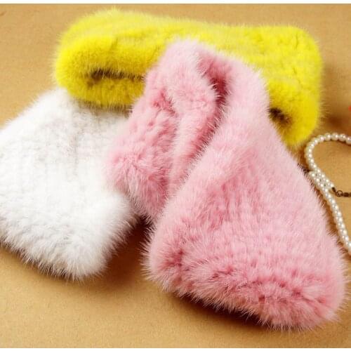 MPPM Knitting Mink Fur Dual-use Hat Scarf Scarves Real Fur Female Winter Genuine Fur Hats Beanies