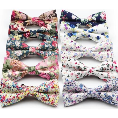 Mens Floral Bow Tie Flexible Bowtie Smooth Necktie Soft Cotton Butterfly Decorative Pattern Paisley Flower Ties