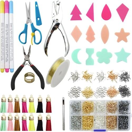 36pcs/set Full Earring Making Kit Tools Scissors Jump Rings Earring Hooks For Earring Making Jewelry Craft DIY Home,1Yc12565