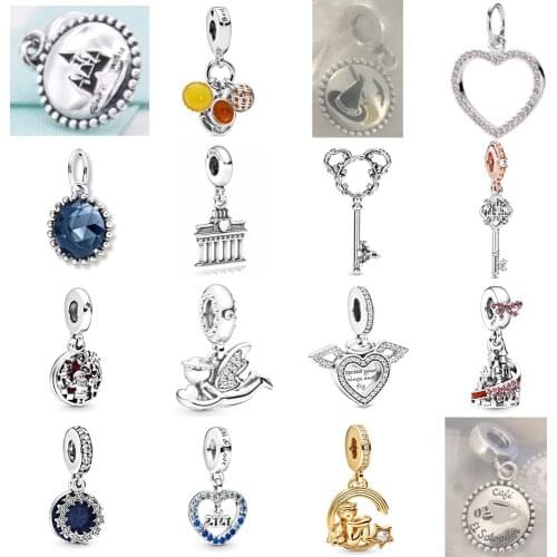 NEW 2021 100% 925 Sterling Silver Pendant Love Gem Charm Pendant Fit DIY Original Bracelet Fshion Jewelry Gift