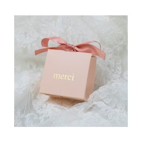 2021 New Creative Thank You Gift Bag Box Merci Paper Bag for Wedding Baby Shower Valentines Day Party Favor Candy Boxes