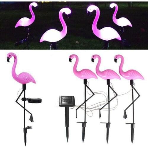 2021 New Waterproof Solar Stake Lamp Pink Flamingo LED Light Outdoor Garden Lawn Yard Solar Powered Landscape Decorative Lantern