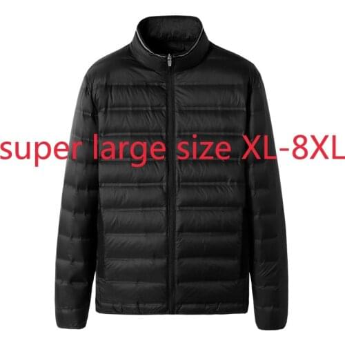 New Autumn Winter Super Large Men Fashion Stand Collar Lightweight Down Jacket White Duck Down Thin Casual Plus Size L-7XL 8XL