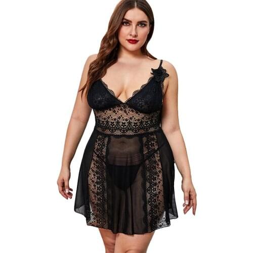 BALDAUREN New Womens Plus Size Pajamas Lace Underwear Babydoll Dress Pajamas Sexy V-Neck Underwear Suspender Skirt
