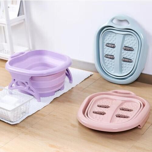 New Massage Roller Folding Foot Bath Tub Portable Foot Bath Bucket Wash Foot Basin Home Travel Feet-Washing Basin