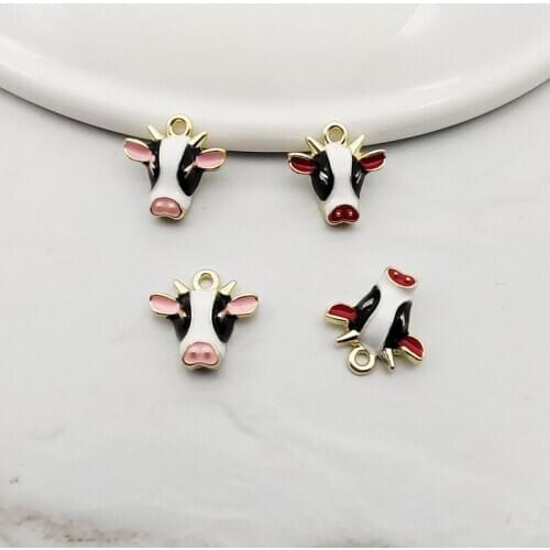 BULK 10 10x11mm Cow Head Charm Bull Skull Pendants Charms for Bangles Jewelry Making for Women Girl Metal Enamel Cow Charm OLP28