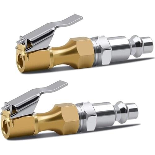 Air Chuck Heavy Duty Tire Chuck with Clip for Inflator -2 Pack