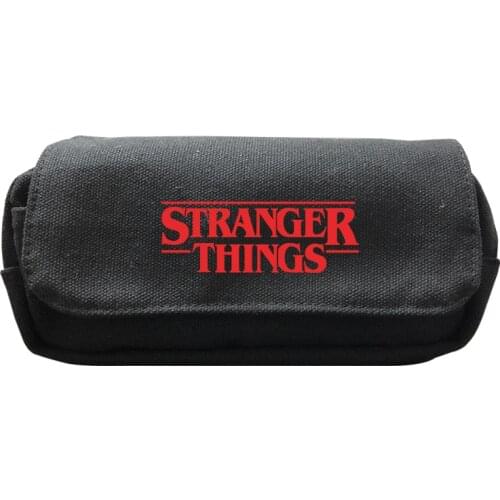Makeup Box School Supplies Stranger Things Pencil Case Kids Cosmetic Pouch Black for Boys Large Capacity Storage Bag Pouch