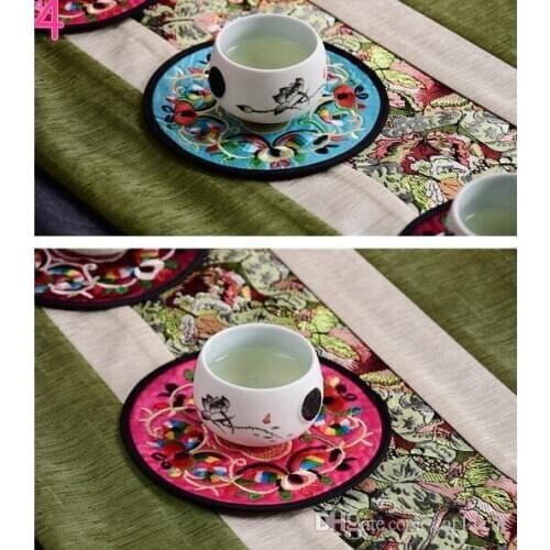 Coasters for Drinks,Vintage Ethnic Floral Design Fabric Coasters Value Pack, 10pcs/Set, 5.12"/13cm (Mixed Colors)