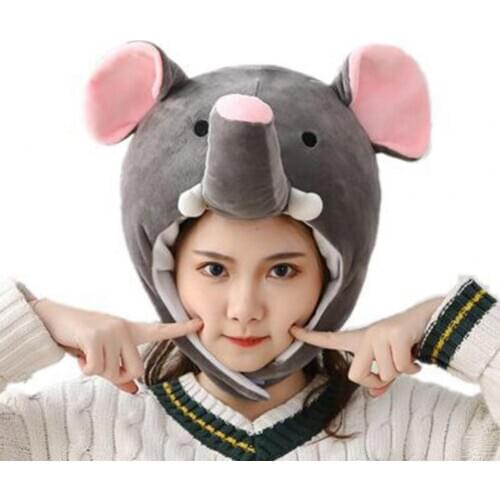 Hat Hood Cartoon Soft Plush Stuffed Cosplay Elephant Cap for Winter