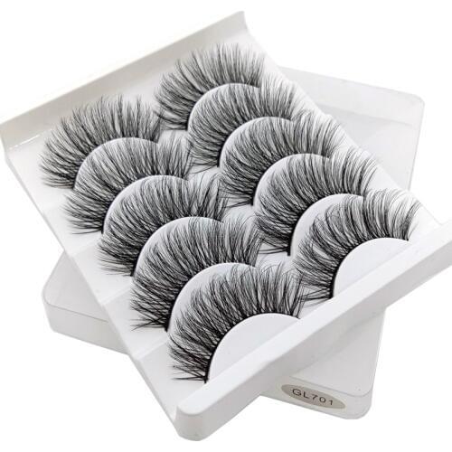 5Pairs Synthetic Hair Eyelashes 3D Lashes Natural Handmade Volume Soft Lashes Long Eyelash Extension Mink Eyelash For Makeup