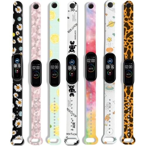 Replacement Wristband for Xiaomi Mi Band 3 4 Bracelet Silicone Sport Watchband Colorful Flowers Strap xiaomi my band belt 5 6