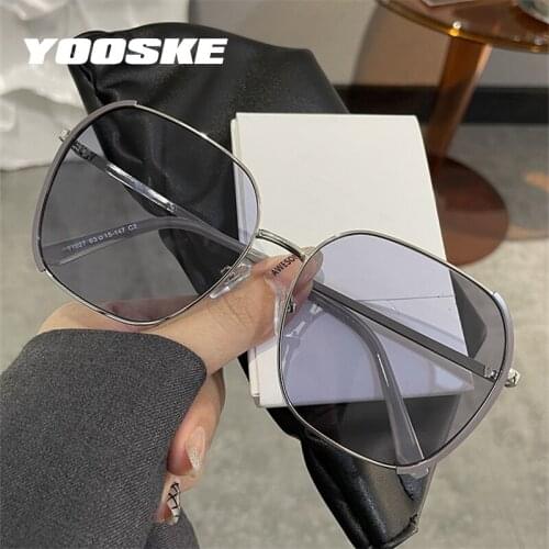 YOOSKE Oversized Sunglasses Women Brand Designer Metal Irregular Square Sun Glasses Ladies Anti Ultraviolet Eyewear UV400