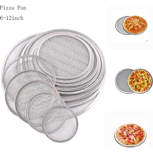 6/7/8/9/10/11/12inch Aluminum Alloy Thicken Non-stick Net Round Pizza Mesh Pan Baking Tray Kitchen Tool Supplies