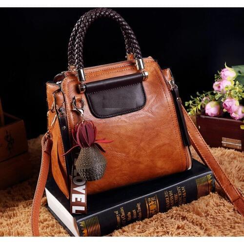 Vintage Genuine Leather Totes Luxury Handbags Women Bags Designer Famous Brand Retro Shoulder Bag Oil wax Messenger Bag New T38