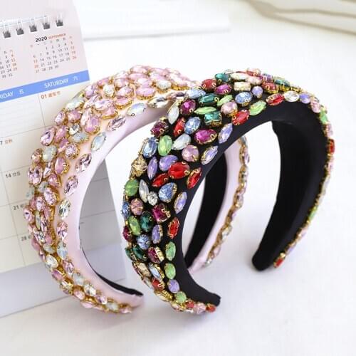High Quality 2020 New Fashion Full Crystal Luxury Hairbands Women Trend Diamond Headband For Party Wholesale Wide Headpeice