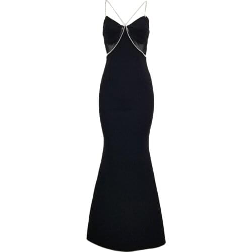 Women Bandage Long Dress Black Sexy Beading New Elegant Maxi Dress 2021 Summer Party Club Celebrity New Clothes