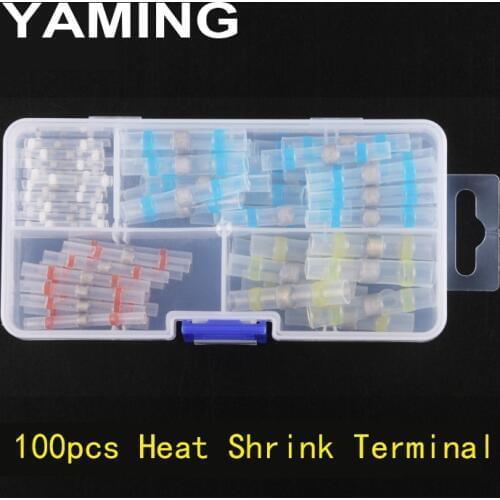 100pcs 4Sizes Waterproof Heat Shrink Butt Connectors Electrical Wire Splice Cable Crimp Terminals Connectors with box P358