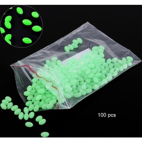 100pcs/lot 5 x 8mm Oval Luminous Fishing Beads Sea Fishing Lure Floating Float Tackles