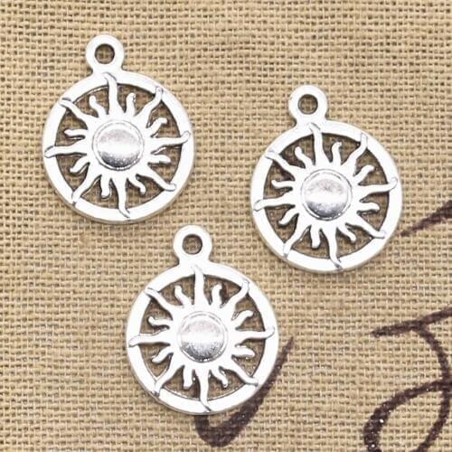 15pcs Charms Sun Sunburst 20x16mm Antique Making Pendant fit,Vintage Tibetan Bronze Silver color,DIY Handmade Jewelry