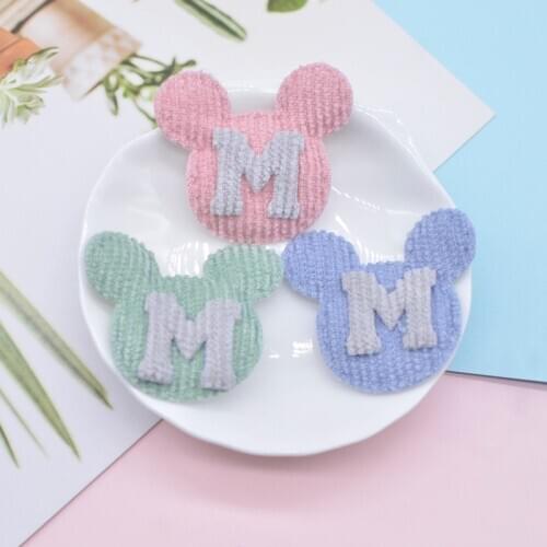 30Pcs 40*35mm Padded Mouse Head Glitter Cloth Applique for Clothes Hat Socks Gloves Shoes Sewing Patches Decor Accessories N33