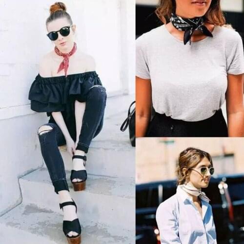 Rainbow Stripes Paisley Floral Women Girl Cotton Pocket Square Scarf Cute Rabbit Ear Headband Bandana Hip-Hop Wristband Tie R58E