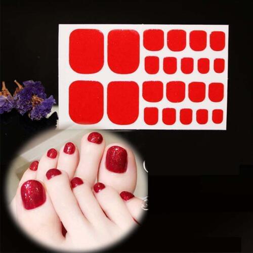 22tips/sheet Waterproof Toe Nail Stickers Full Cover Foot Decals Toe Nail Wraps Adhesive Stickers DIY Salon Manicure D25