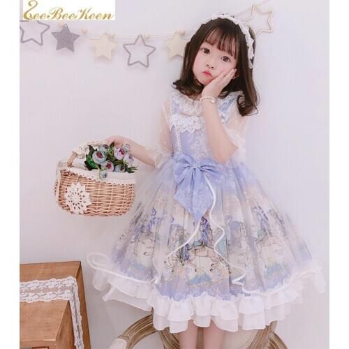 Kids Spanish court dress Girls Western Style Princess Dress Children Summer Strapped Dress Lolita Baby Formal Dress Lolita Dress