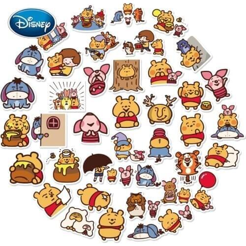 Disney 40pcs Cute Pooh Sticker Cartoon Sticker Water Cup Phone Helmet Notebook Waterproof Decorative Sticker set