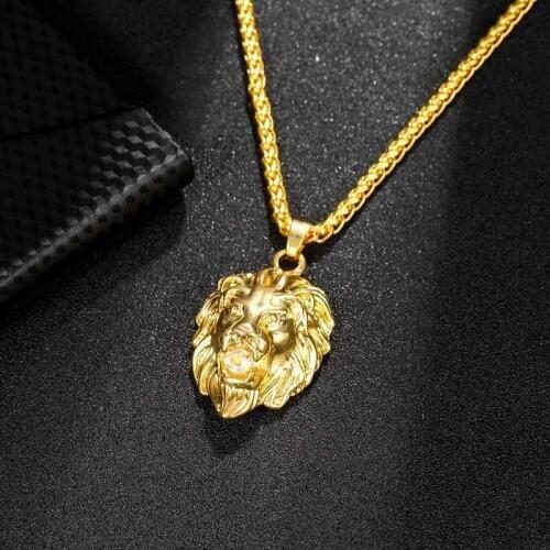 2020 Fashion Gold Lion Necklaces & Pendants Women Men Hip Hop Jewelry Statement Metal Alloy Long Chain Necklace Punk Style