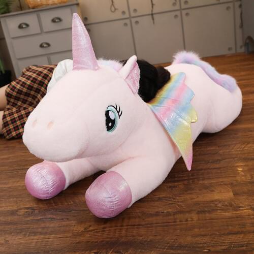 Unicorn Rainbow Color Long Cushion Non-removable Soft Plush Pillow