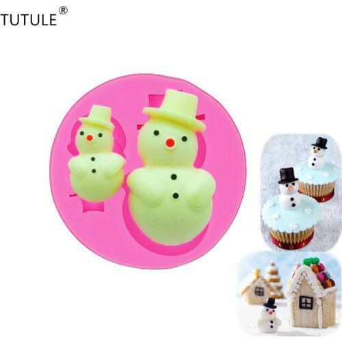 Gadgets-Snowman Mold Polymer Clay Resin Fondant Silicone Mould-Cake Tool Fondant Chocolate Candy DIY CupcakeTopper Sugar Molds