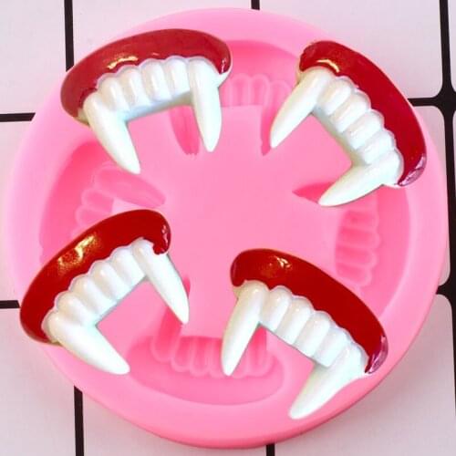 Halloween Vampire Teeth Silicone Mold Cupcake Topper Fondant Cake Decorating Tools Candy Resin Clay Chocolate Gumpaste Mould