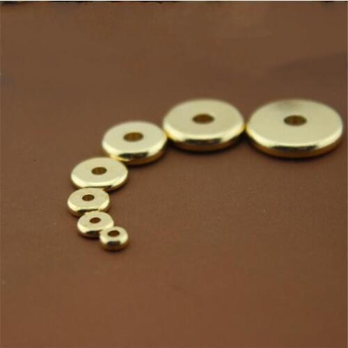 50pcs 4/5/6/8/10/12/14mm Original Brass Round Flat Copper Spacer Beads Fit Bracelet Necklace Spacer Ring DIY Jewelry Findings