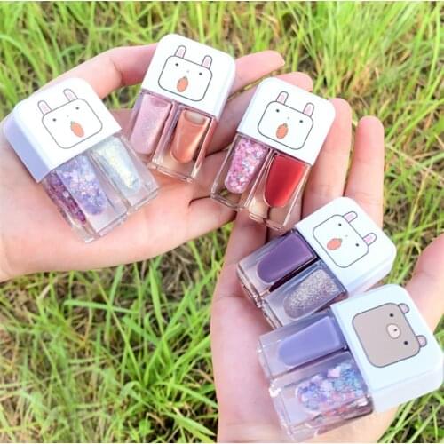 Twins Nail Polish Water Nail Polish Can Tear Gemini Polish Manicure Water-based Bright Scrub Sequins Fast Dry Candy Color