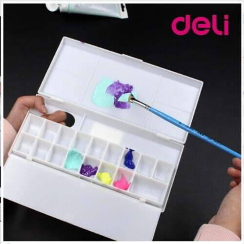 Oil Paint Watercolor Folding Palette with Box Cover, Thumbhole, 17 Compartments