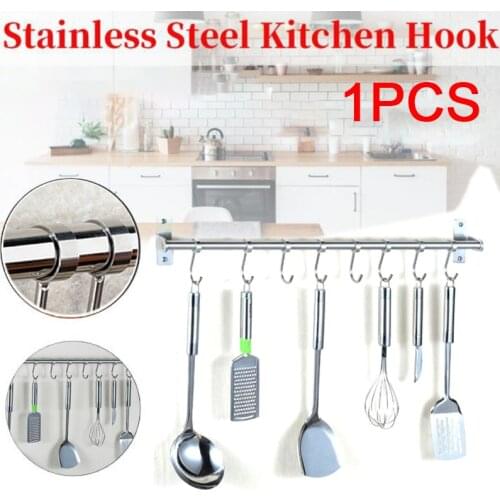 Multipurpose Stainless Steel Kitchen Utensil Hook Furniture Bathroom Wall Rail High Quality Movable Hooks Set