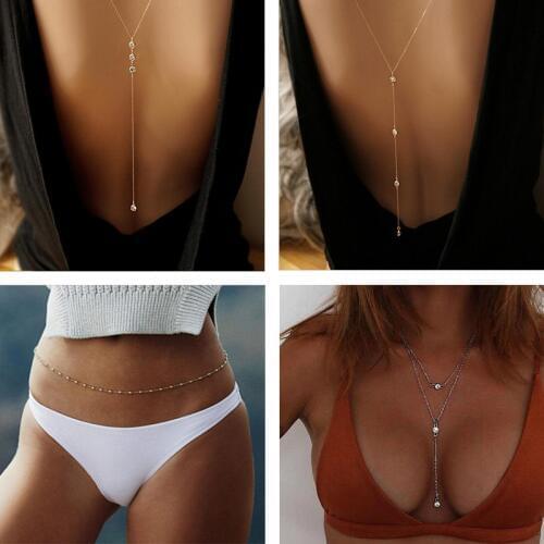 Multi-layered Long Tassel Chain Necklace Crystal Charming Women Gold Color Body Jewelry Shiny Crystal Pendant Necklace