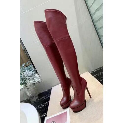 Moraima Snc Newest Stretch Fabric Leather Long Boots Platform Over the Knee High Heel Boots Sexy Thigh High Shoes