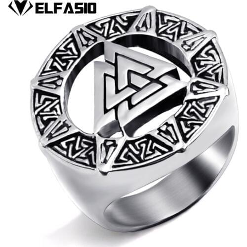 Valknut Scandinavn Odin Symbol Norse Viking Mens Boys silver Gold Stainless Steel Biker Ring Fashion Jewelry Size 7-15
