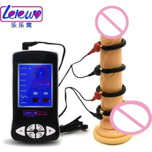 Male Pulse Electro Shock Physiotherapy Cock Ring Electro Penis Stimulation Medical Sex Toys For Man Adult Products