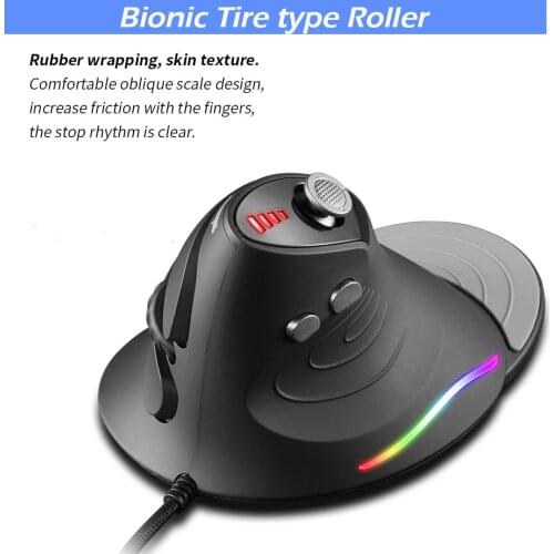 C-10 Wired Vertical Mouse 5 Modes 10000DPI Adjustable 12 key Gaming Mouse Upright Optical Ergonomic RGB Gamer Mice For Laptop PC