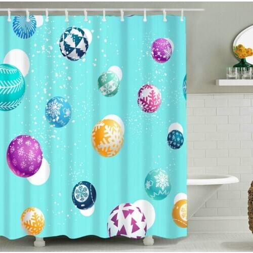 Colorful Ball Shower Curtain Set with 12 Hooks Bathroom Decoration