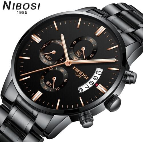 NIBOSI Casual Bussiness mens watches Quartz watch man Luxury Brand sport Waterproof Chronograph Wrist Watch Relogio Masculino