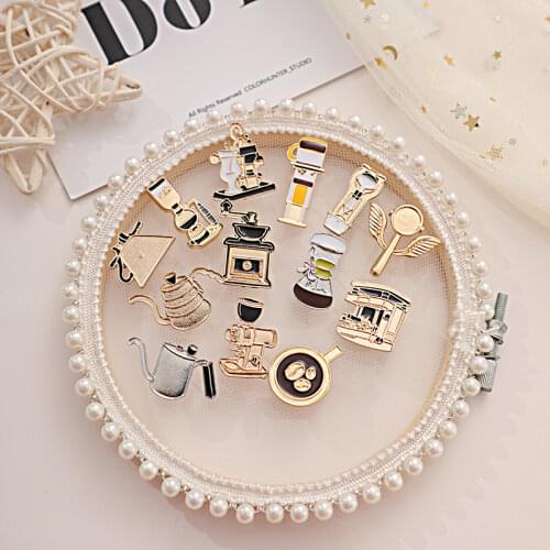 New coffee cup appliance series badge barista apron decoration brooches pin bag metal vintage jewelry for women