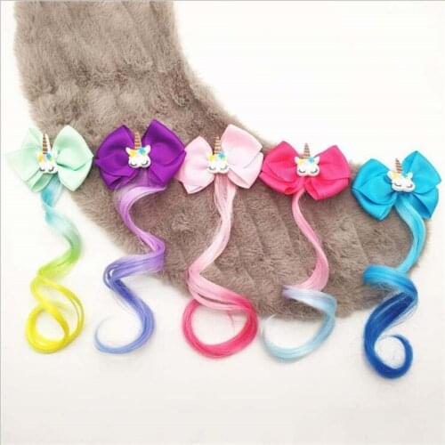New Girls Cute Cartoon Unicorn Colorful Wigs Hairpins Princess Sweet Headband Hair Clips Barrettes Kids Fashion Hair Accessories